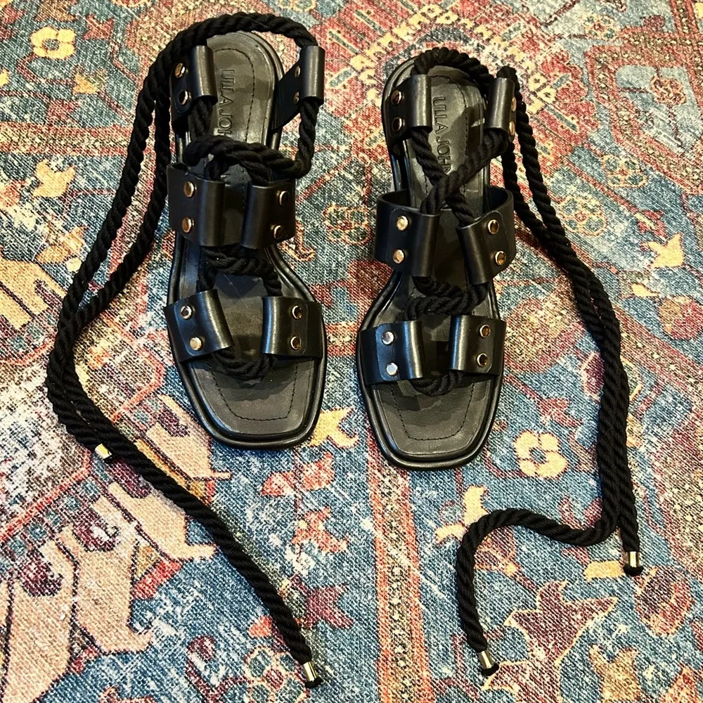 Ulla Johnson Elvie rope braided lace up heels - Picture 3 of 5